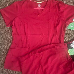Healing Hands Red Scrubs Set